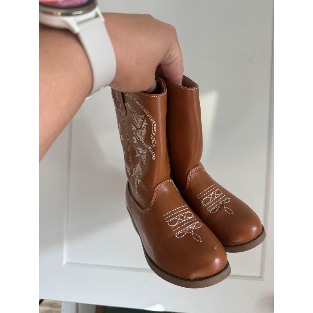 Bebe Girls Cowboy Boots Size 9 Brown White‎ Embroidery Western - Picture 2 of 4